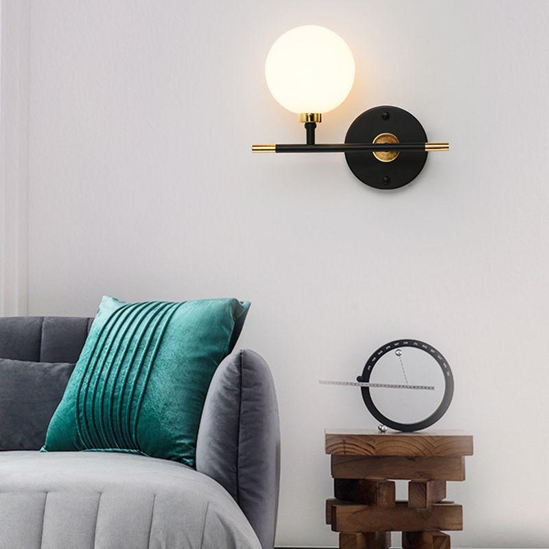 Schlafzimmer einfache Leuchtenleuchten Metall 1 Blub weiße Glaswandmontage Beleuchtung