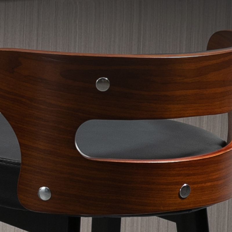 Scandinavian Wood Upholstered Counter Stools Low Back Bar Stools with Round Seat