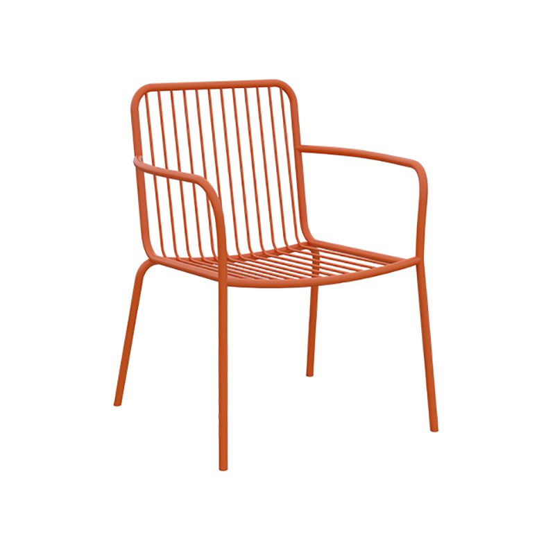 Modern Outdoor Bistro Chairs Metal With Arm Iron Patio Dining Armchair