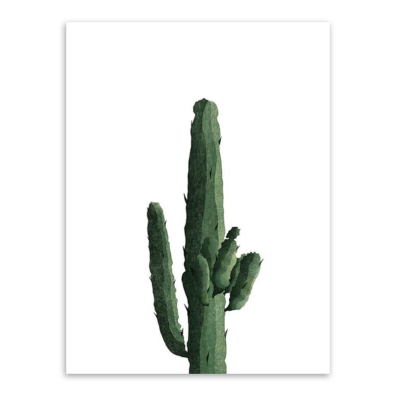 Tropical Plant Cactus Wall Art Green Textured Surface Canvas Print for Sitting Room