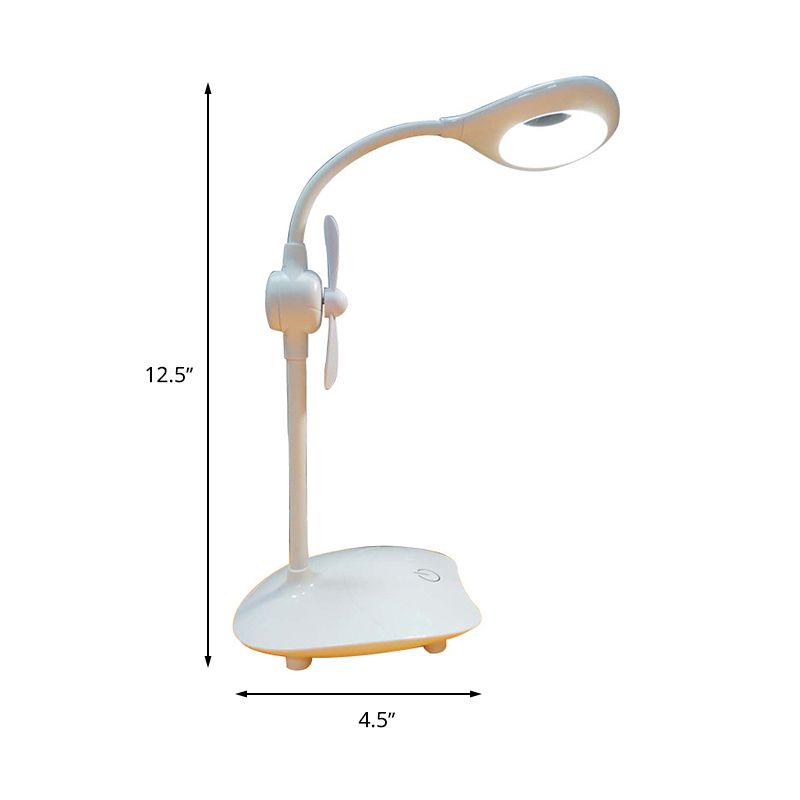 Simple Droplet Design Study Desk Lamp Touch Control Stepless Dimming LED Reading Light with Fan