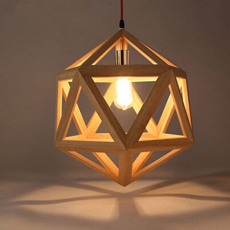 Cage en bois pendant éclairage