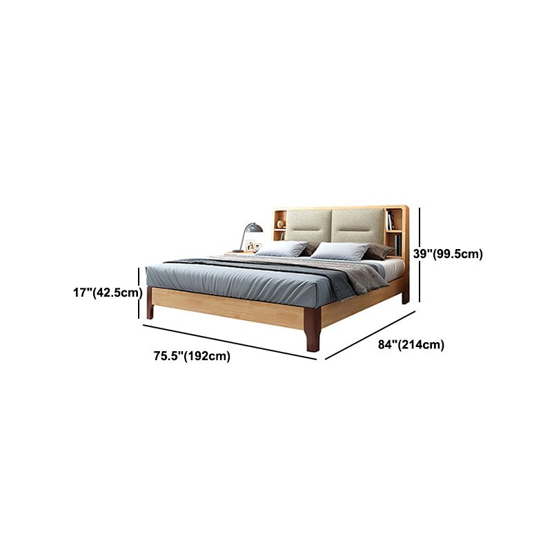 Contemporary Solid Wood Storage with Horizontal Panel Headboard Bed Frame