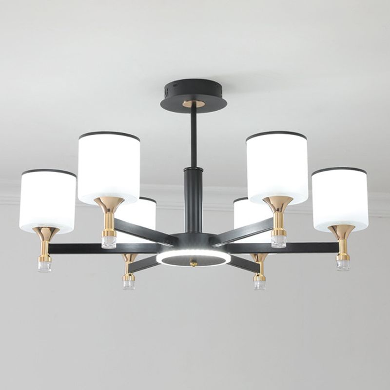 Glass Ceiling Hung Fixtures Modern Cylinder Pendant Lighting for Living Room