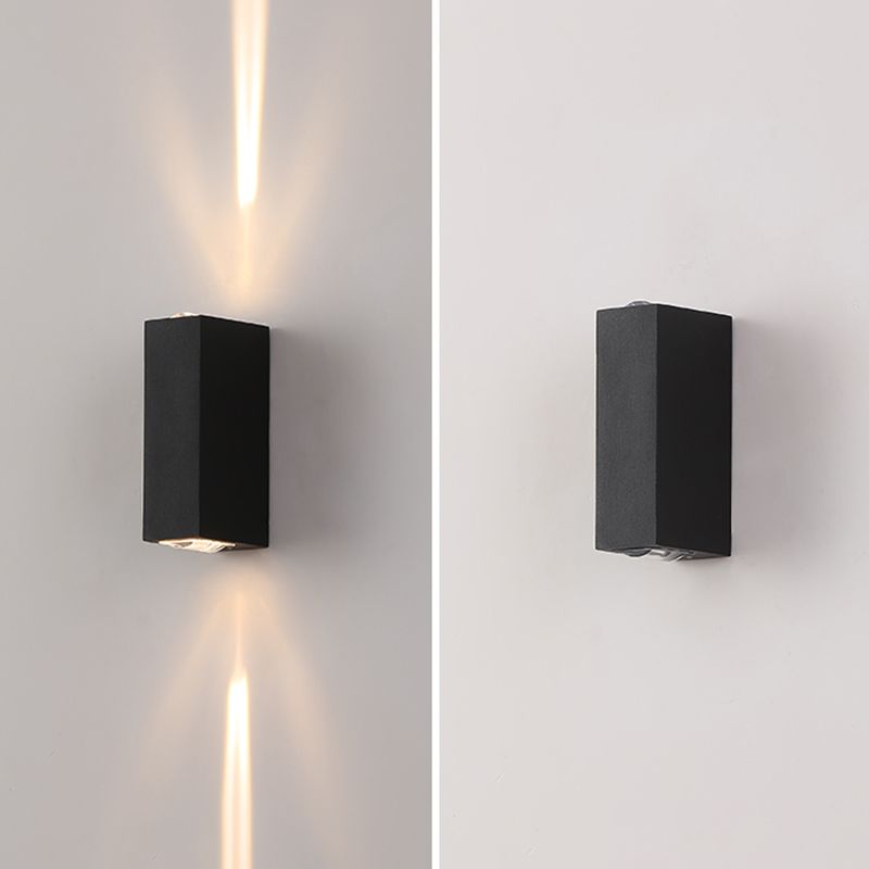 Moderner Stil quadratischer Schatten Wandleuchte Metal 2 Leuchten Wandmontage Beleuchtung in Schwarz
