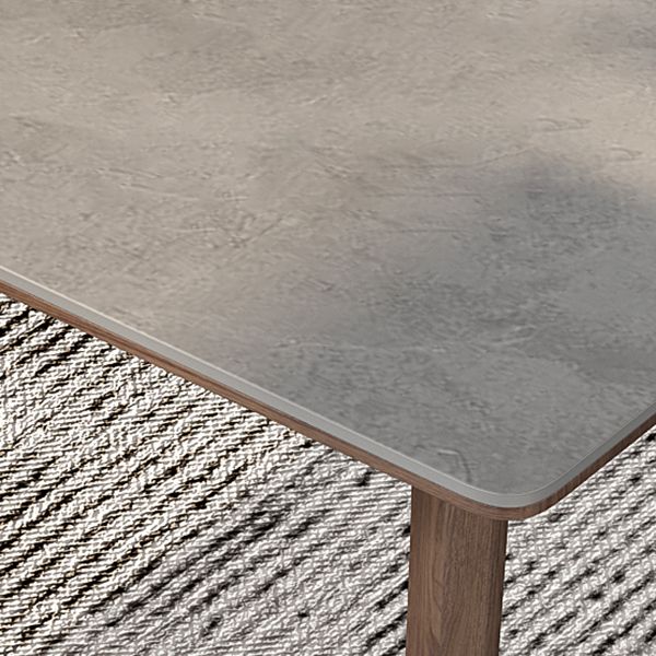 Mesa de comedor estándar de piedra sinterizada de mediados de siglo, mesa gris con forma rectangular, para cocina