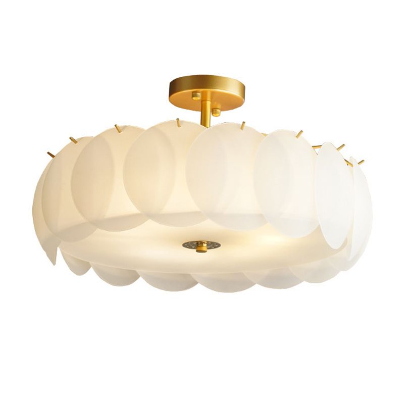 Modern Style Drum Shape Flush Mount Glass Ceiling Light for Living Room