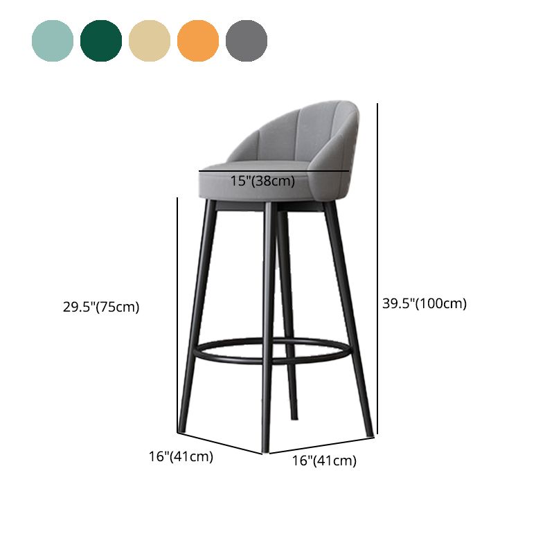 Scandinavian Upholstered Footrest Bar Stool Low Back Home Velvet Matte Finish Stool