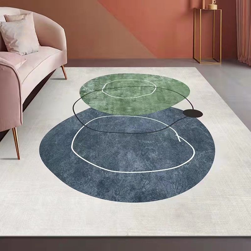 Dark Orange Color Block Rug Polyester Nordic Rug Washable Rug for Living Room