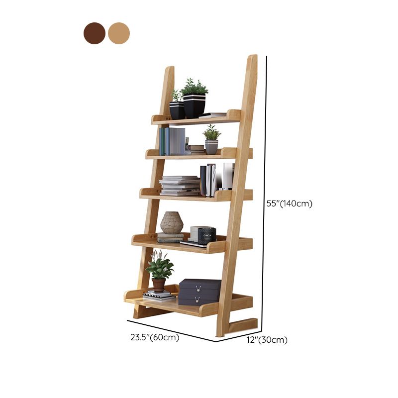 Ladder Wooden Bookcase Contemporary Open Back Bookshelf with Shelves