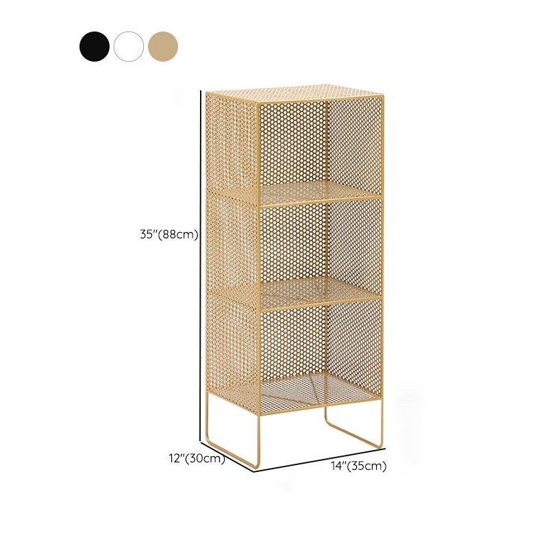 Glam Antique Finish Shelf Bookcase Metal Standard Bookshelf with Shelves