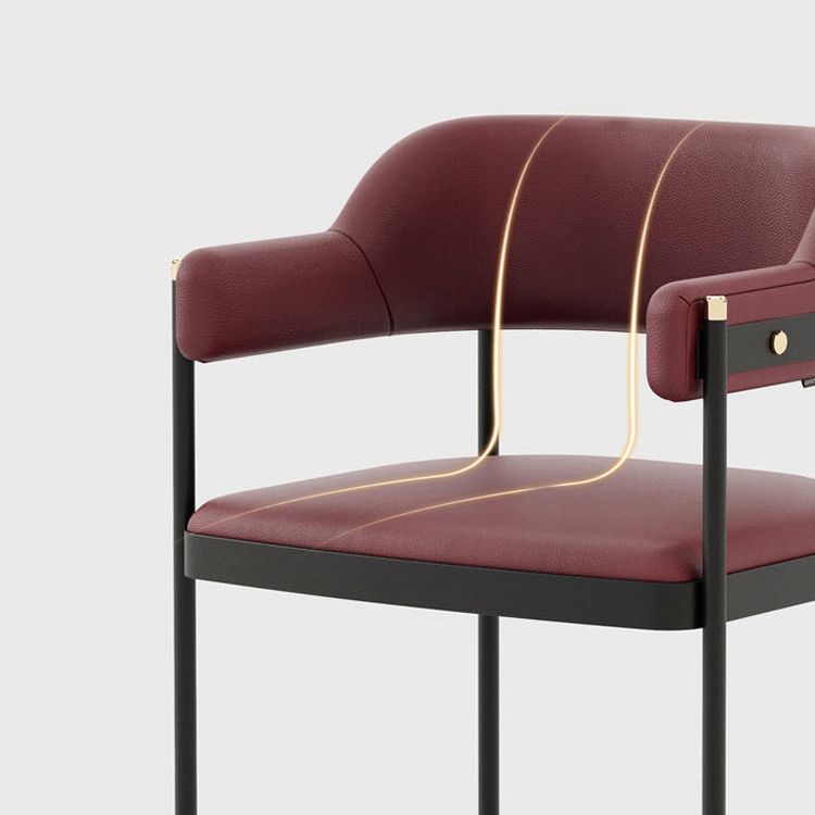 Silla de comedor tapizada de metal con respaldo abierto de estilo moderno para interiores (juego de 2)