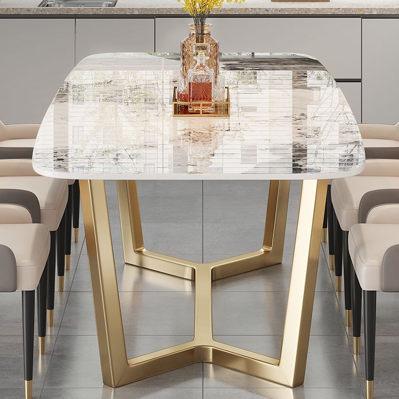 Luxe gesinterde stenen eettafel rechthoektafel met bakbasis