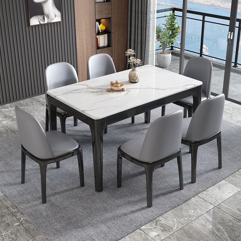 Midcentury Style Dining Room Collection Stone 4 Legs Dinette Table for Indoor