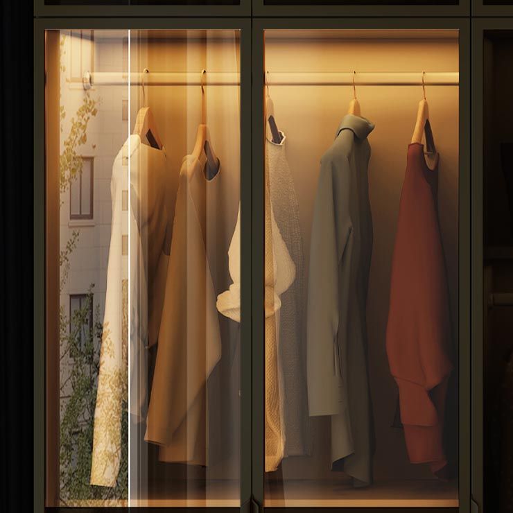 Wood and Glass Wardrobe Cabinet Contemporary Hinged Wardrobe Closet