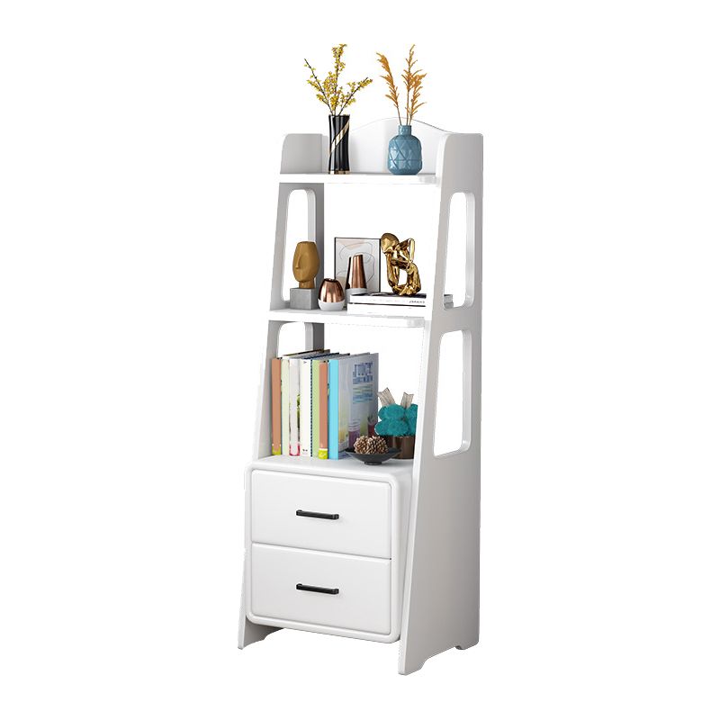 Modern Open Back Standard Bookshelf Wooden Bookcase with Drawers