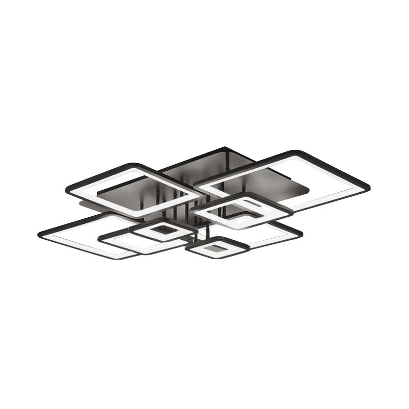 Lámpara LED semiempotrada para sala de estar, 4/6/8 luces, con pantalla acrílica cuadrada, luz de techo negra en luz cálida/blanca/natural
