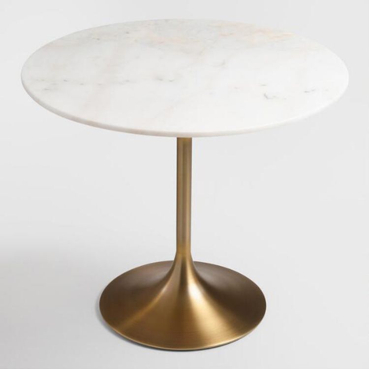 Round Tulip Base Glam Dining Table White Fixed Table with Sintered Stone