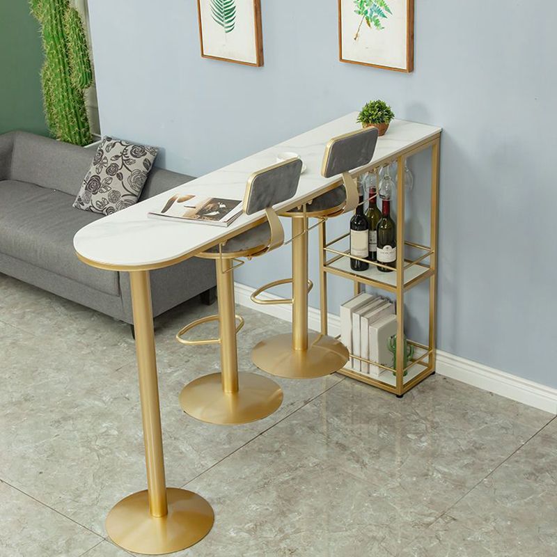 Sintered Stone Bistro Bar Table Modern Gold Frame Bar Table for Living Room