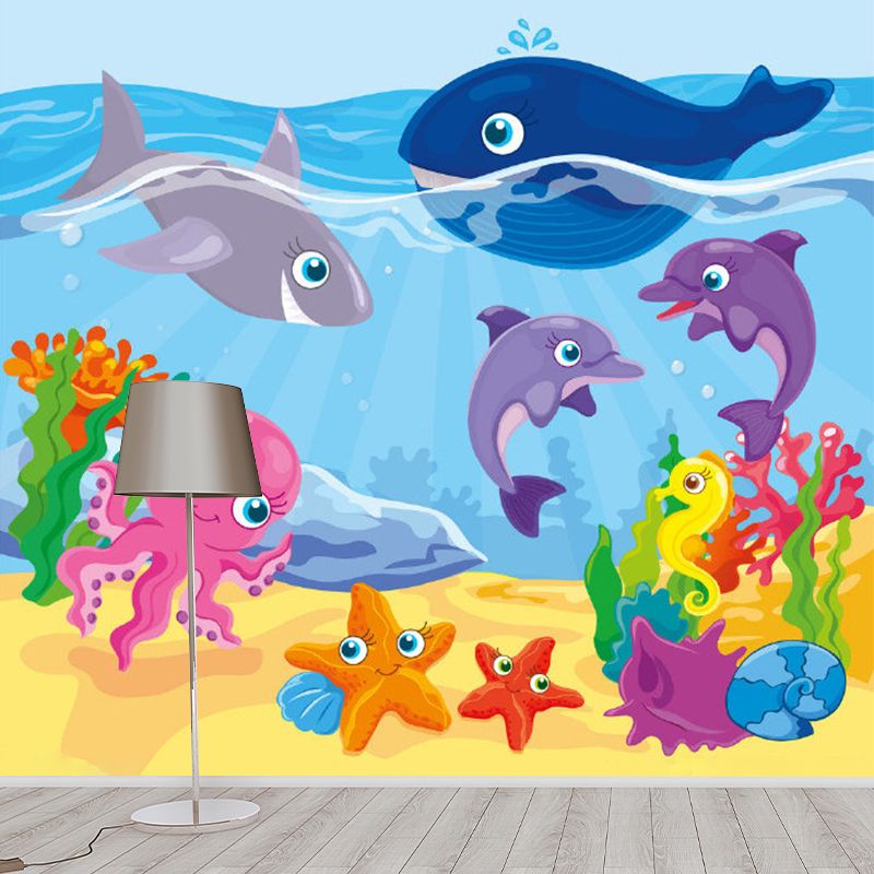 Moisture Resistant Murals for Wall Cartoon Style Non-Woven Fabric Wall Decor, Customize Size Available