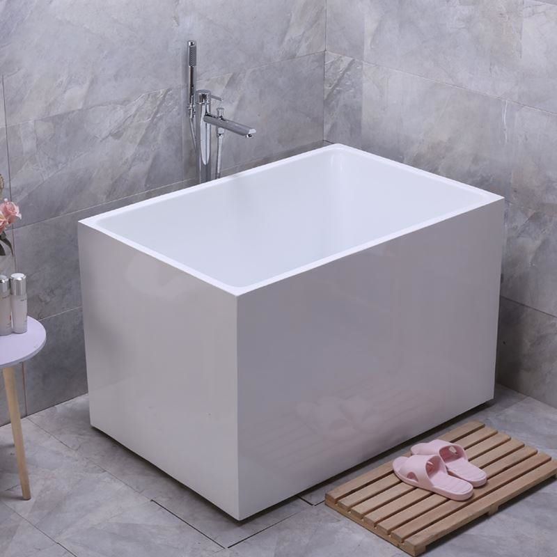 White Modern Bathtub Freestanding Acrylic Soaking Rectangular Bath