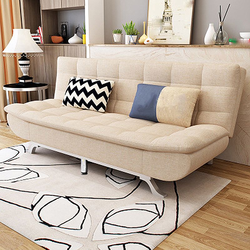 Hair Pin Legs Biscuit Back Armless Sofa with Slipcover for Living Room