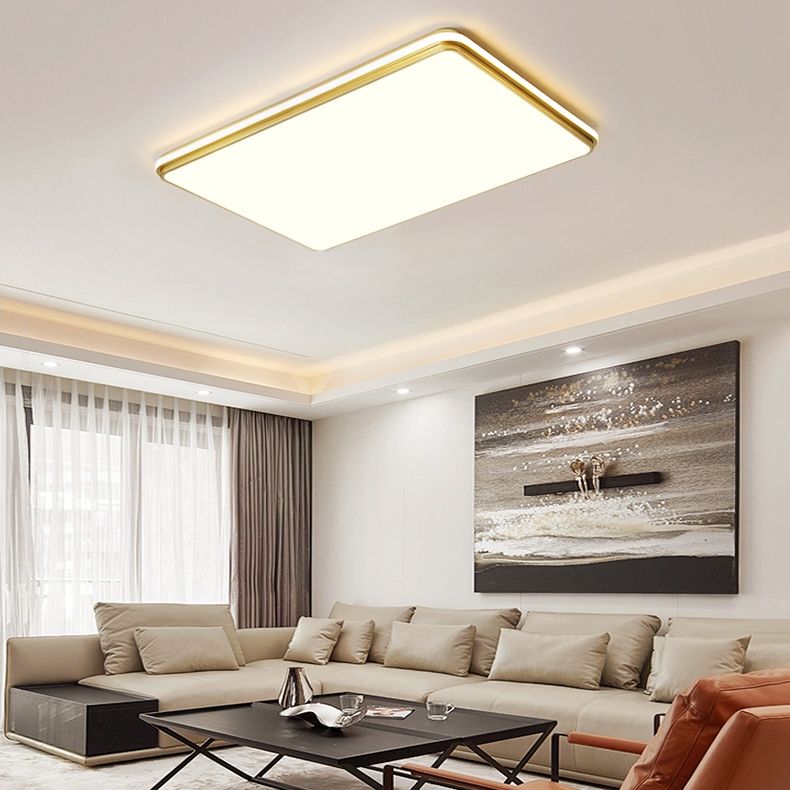 Minimalism Ceiling Light Fixture Gold LED Flush Mount with Metal for Living Room