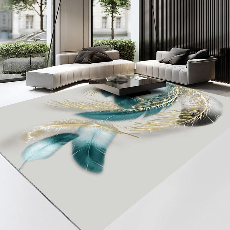 Gold Feather Carpet Polyester Gorgeous Carpet Non-Slip Backing Carpet for Home Decor