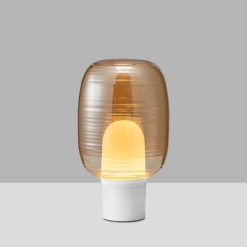 Postmodern Capsule Shade Table Lamp Glass 1 Head Bedroom Nightstand Light