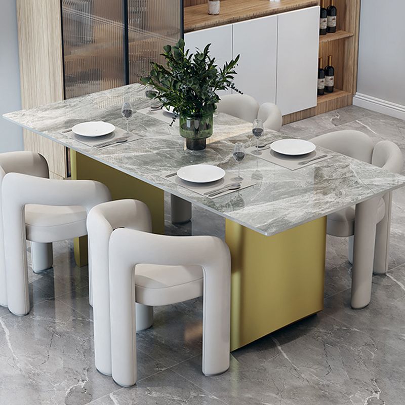 Traditional Luxury Double Pedestal Table Rectangle Dining Table with Metal Base