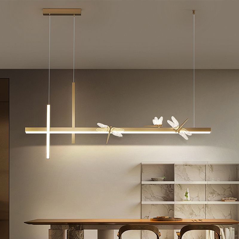 Luces de isla colgantes de libélula ultra contemporánea accesorios de iluminación de araña acrílica para restaurante