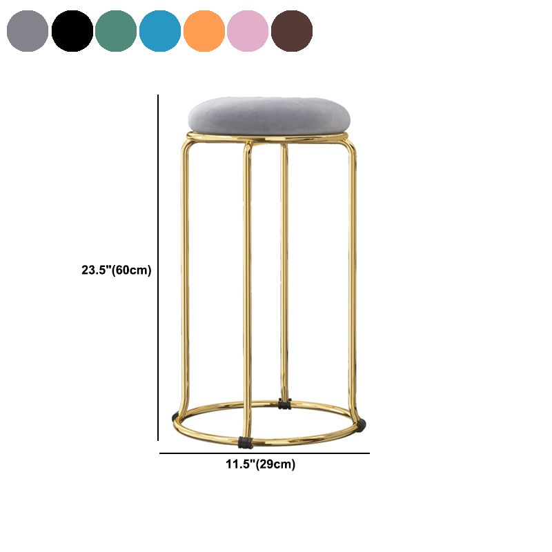 Glam Round Seat Counter Stool Faux Leather and Fabric Backless Counter Chair