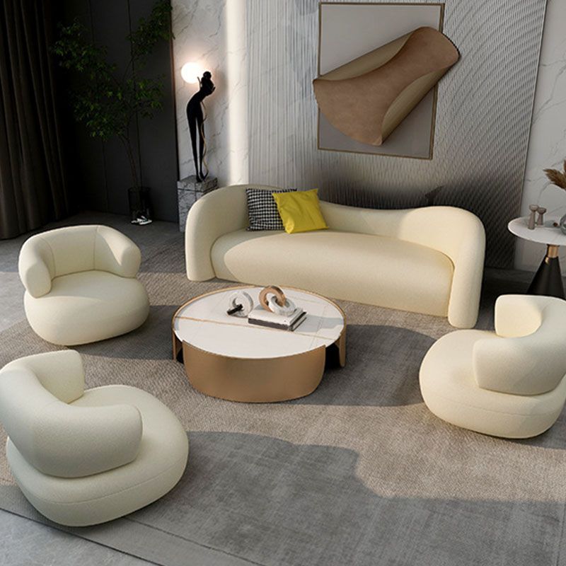 Modern Tight Back Settee Solid Color Slipcovered Sofa for Bonus Room