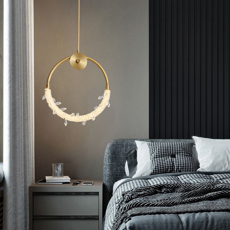 Kupferring -Anhänger Lichtkristall zeitgenössische LED Hängende Leuchten
