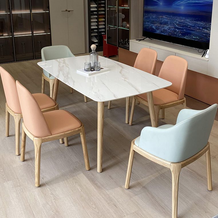 Glam Kitchen Dining Room Set Standard Height with¬†Rectangle Top and Solid Wood Legs Dining Furniture