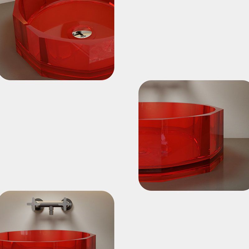 Modern Wash Stand Transparent Solid Color Resin Bathroom Sink(Not Included Faucet)