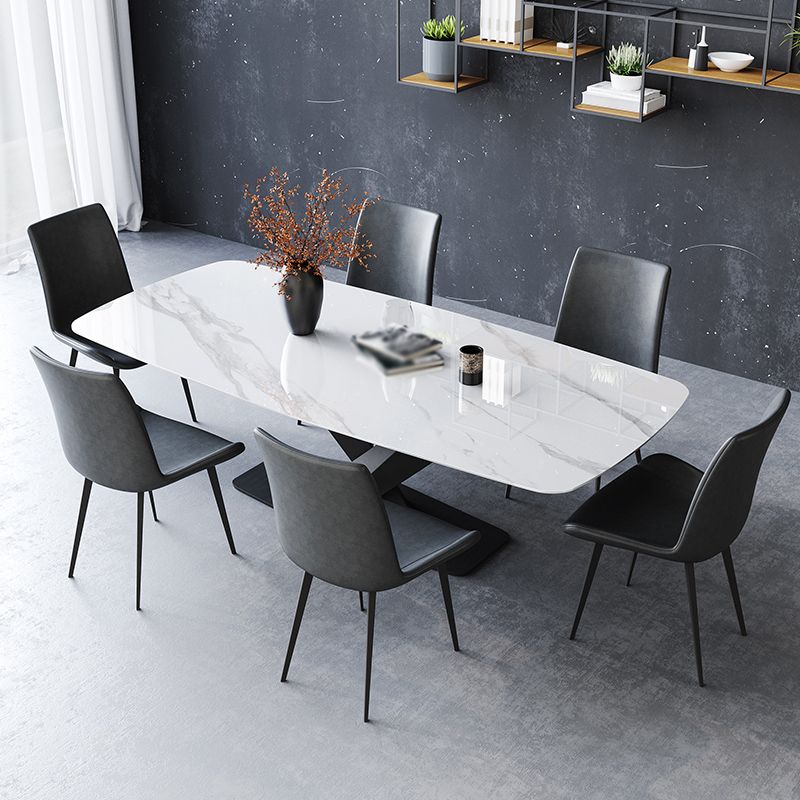 Designer Style 1/5/7 Pieces Dining Set Sintered Stone Dining Table with Leather Chairs
