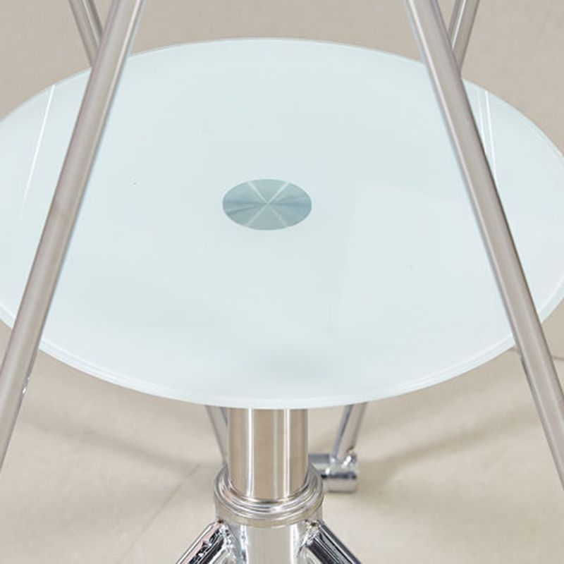 28.7"H Modern Metal Frame Base Round Glass Top Coffee Table with Shelf