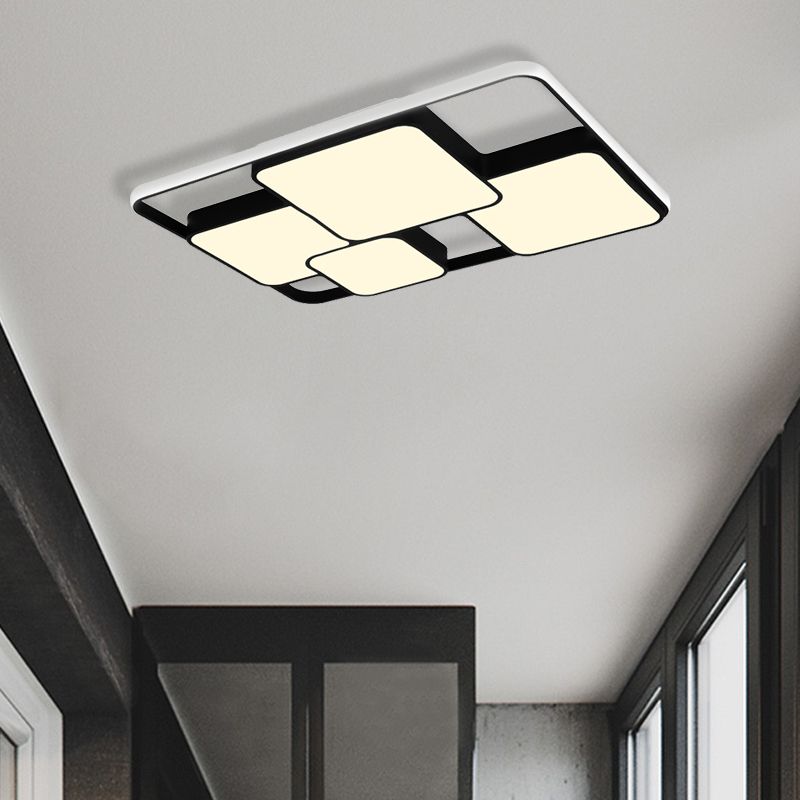 Zwart/witte rechthoekige inbouwplafondlamp, eigentijds acryl LED-inbouwlicht voor café