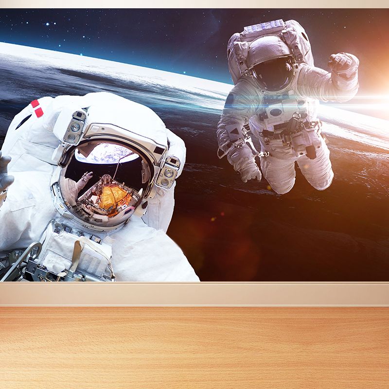 Stain Resistant Astronaut Wall Mural Non-Woven Texture Sci-Fi Wall Art for Kitchen