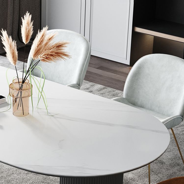 Metal Contemporary Free Form Table White Sintered Stone Table for Dining Room