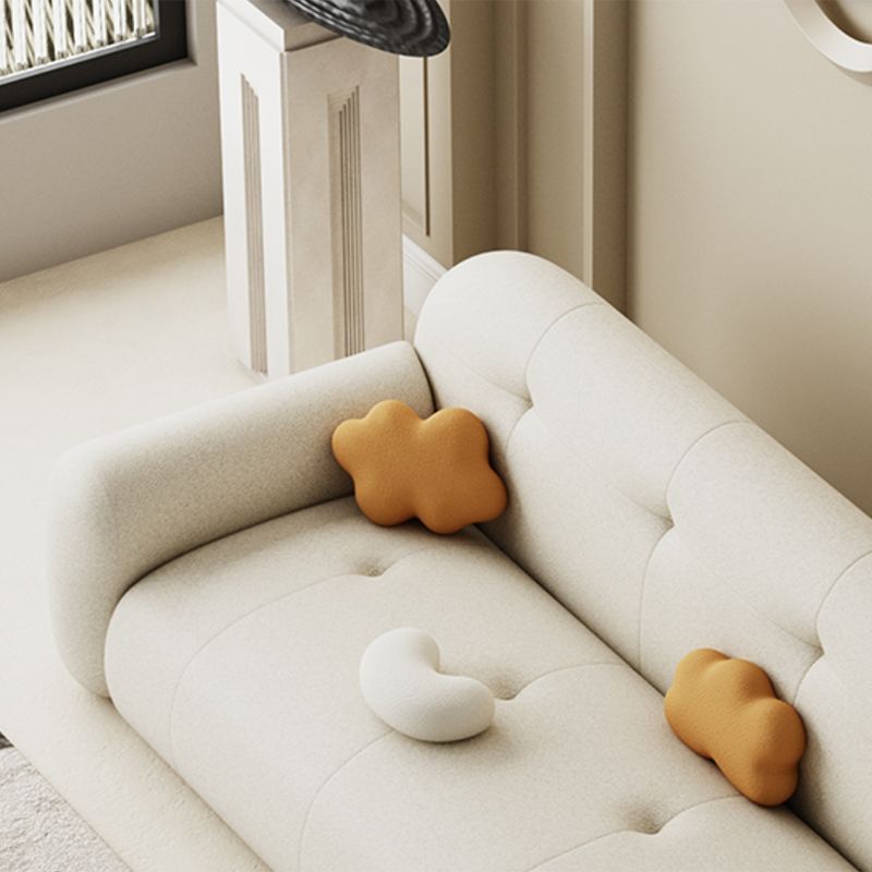 27.5" H Contemporary White/ Orange Faux Leather Tufted Square Arm Sofa