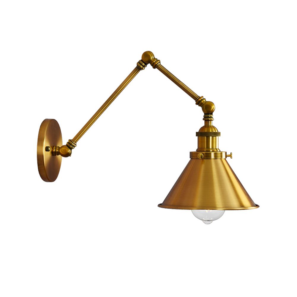 2-Sections Swing Arm Wall Mount Light Single Bulb Retro Industrial Style Coffee Shop Sconce Lights in Electroplated Copper