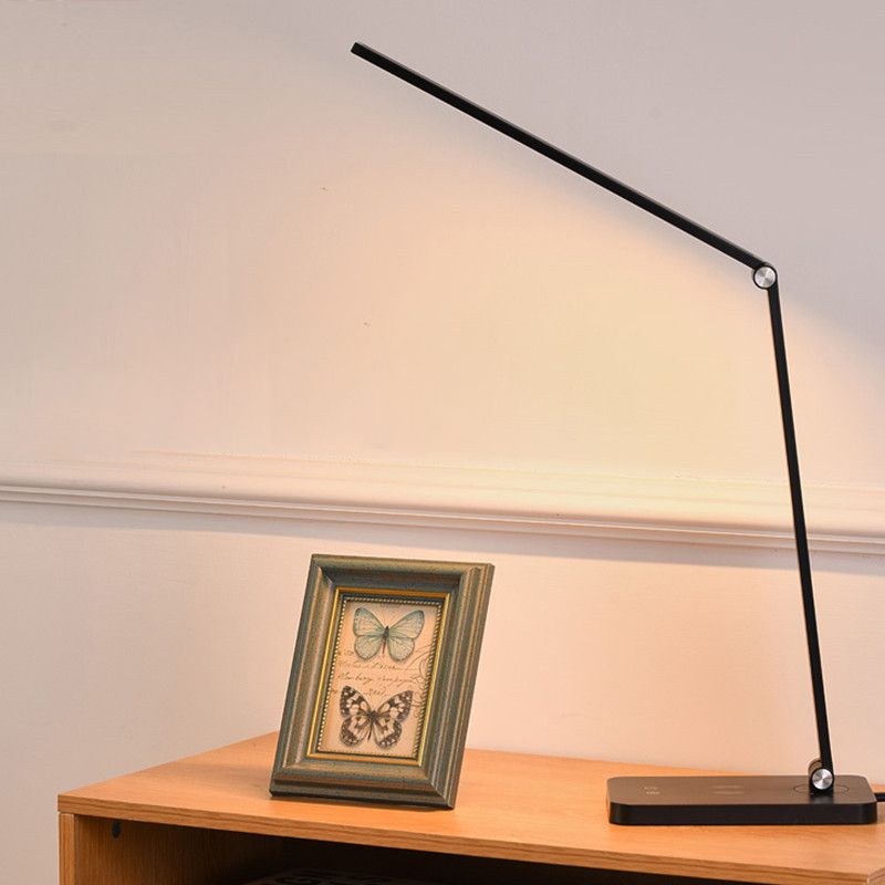 Lampe de table USB avec contrôle tactile, tâche de table pliante en métal clair pour la chambre