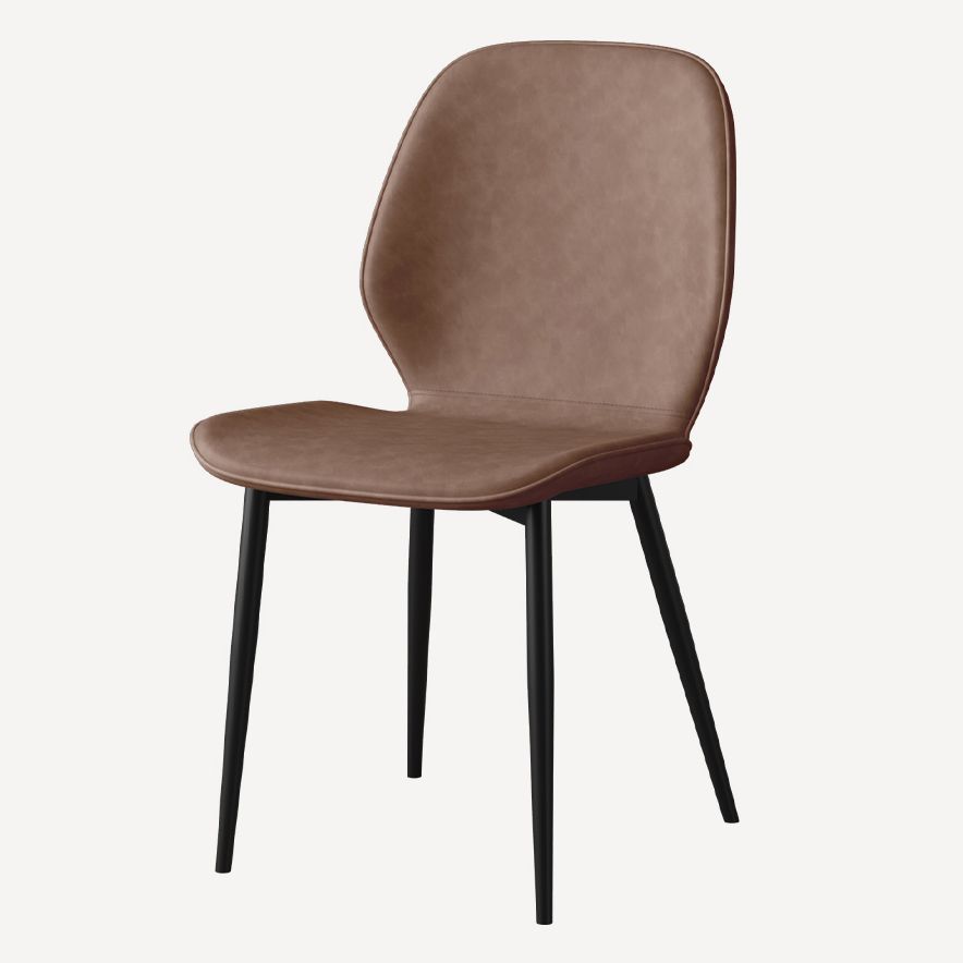 Leder zeitgenössischer Wingback Side Stuhl Küche Essstuhl mit Metallbeinen