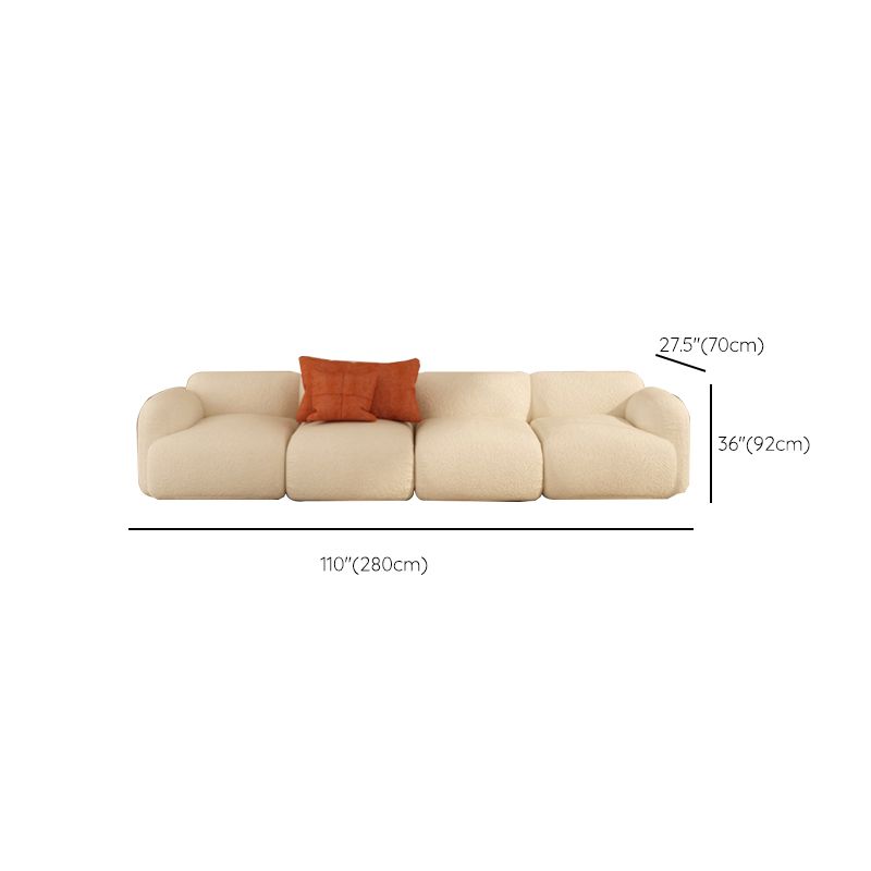 Scandinavian Seating White Fabric Living Room Recessed Arm Cushions Standard Sofa