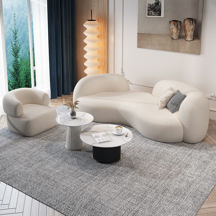 Beige Contemporary Standard Armless Sofa Curved Sofa for Living Room, Apartment