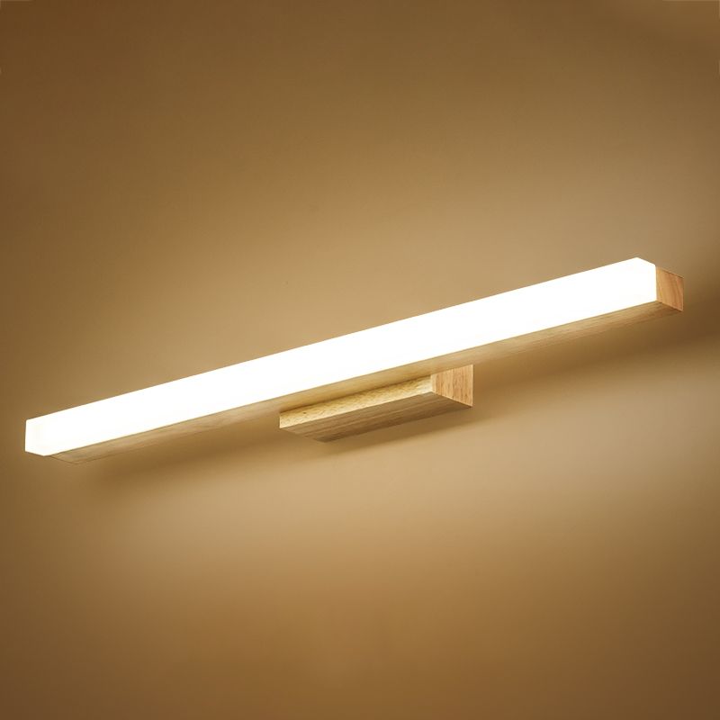 Linear Shade Wood Wall Sconce Modern Style 1 Light Mirror Wall Mount Lighting in Brown