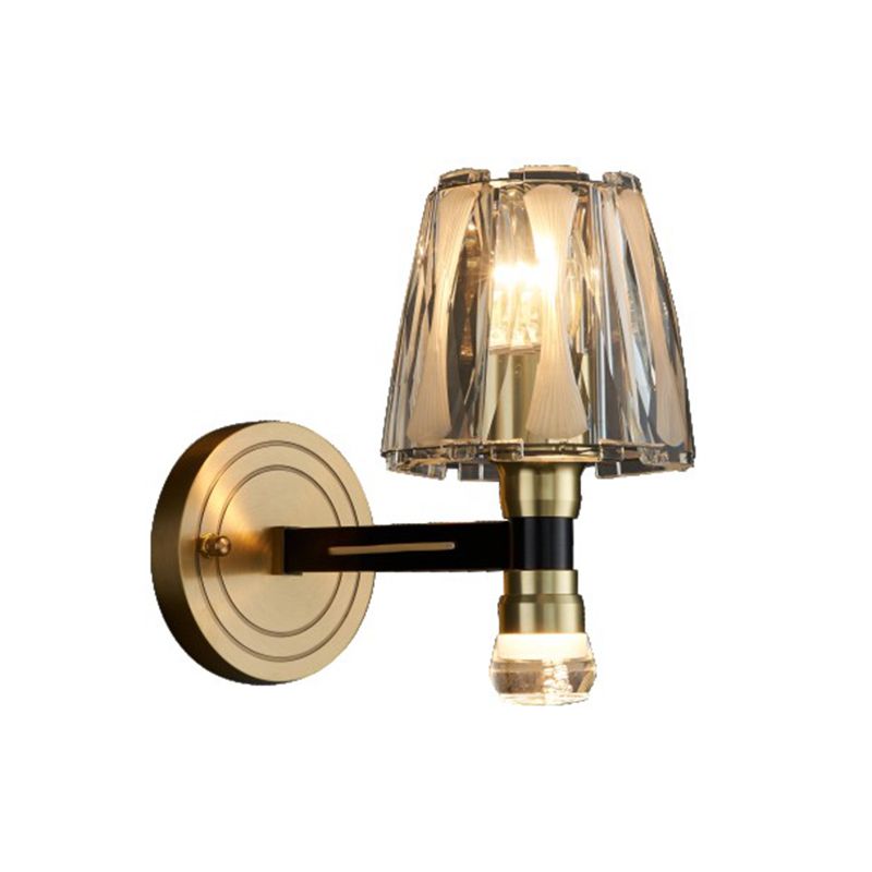 Copper Gold Wall Donce en estilo artístico moderno Truncado Cono Crystal Wall Light para sala de estar