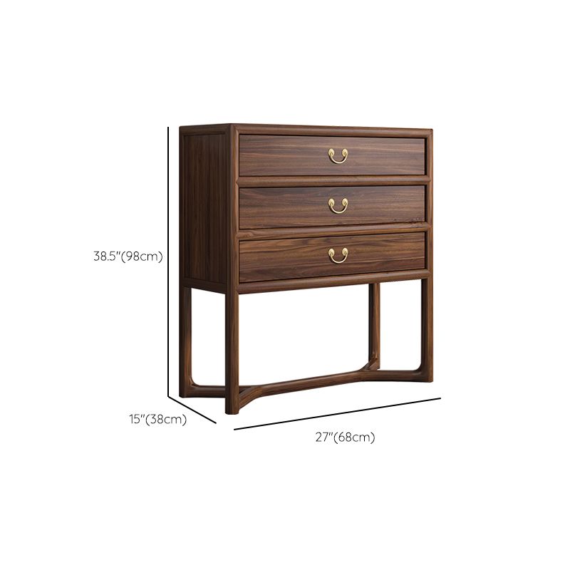 Dark Brown 3 Drawers Chest 14.97" Wide Solid Wood Accent Chest